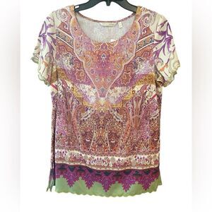 Soft Surroundings NWT Sz S Bohemian Luciana Paisley Short Sleeve T-Shirt